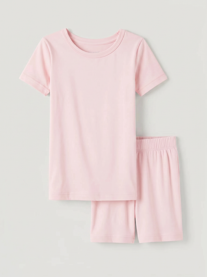 Solid Color Bamboo Two Piece Short Sleeve Short Pajama Set