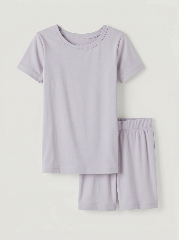 Solid Color Bamboo Two Piece Short Sleeve Short Pajama Set