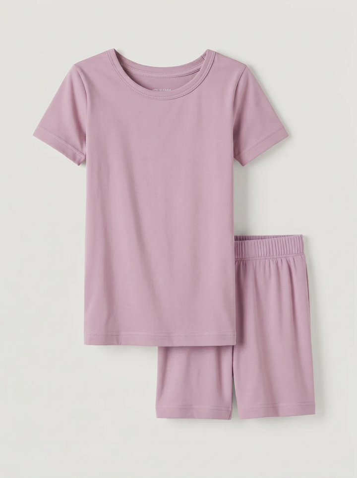 Solid Color Bamboo Two Piece Short Sleeve Short Pajama Set