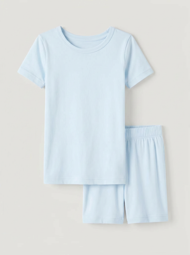 Solid Color Bamboo Two Piece Short Sleeve Short Pajama Set