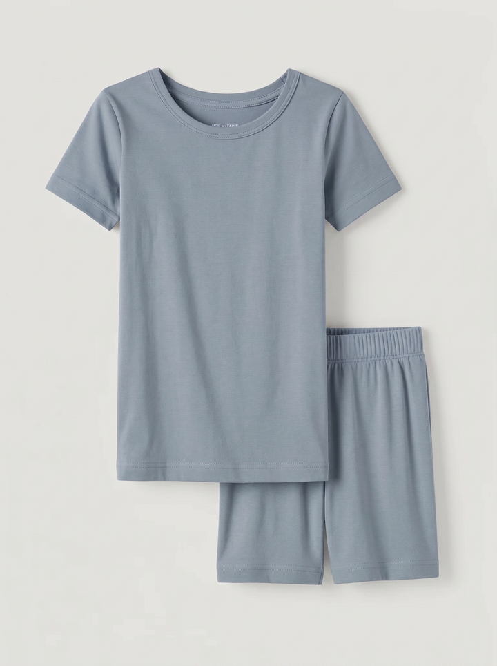 Solid Color Bamboo Two Piece Short Sleeve Short Pajama Set