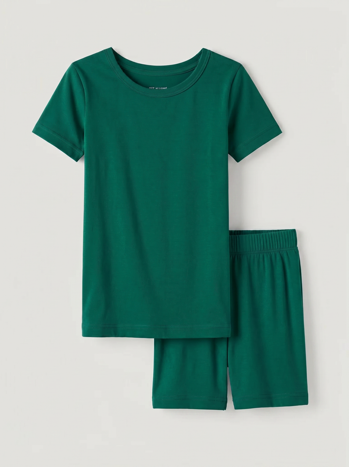 Solid Color Bamboo Two Piece Short Sleeve Short Pajama Set