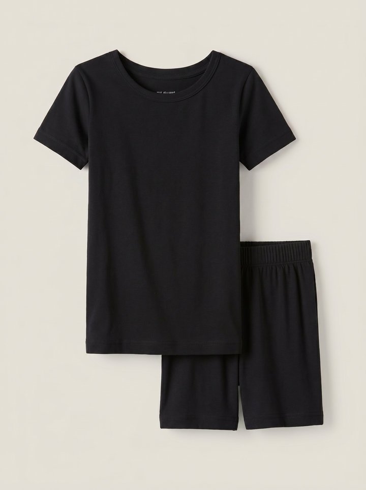 Solid Color Bamboo Two Piece Short Sleeve Short Pajama Set