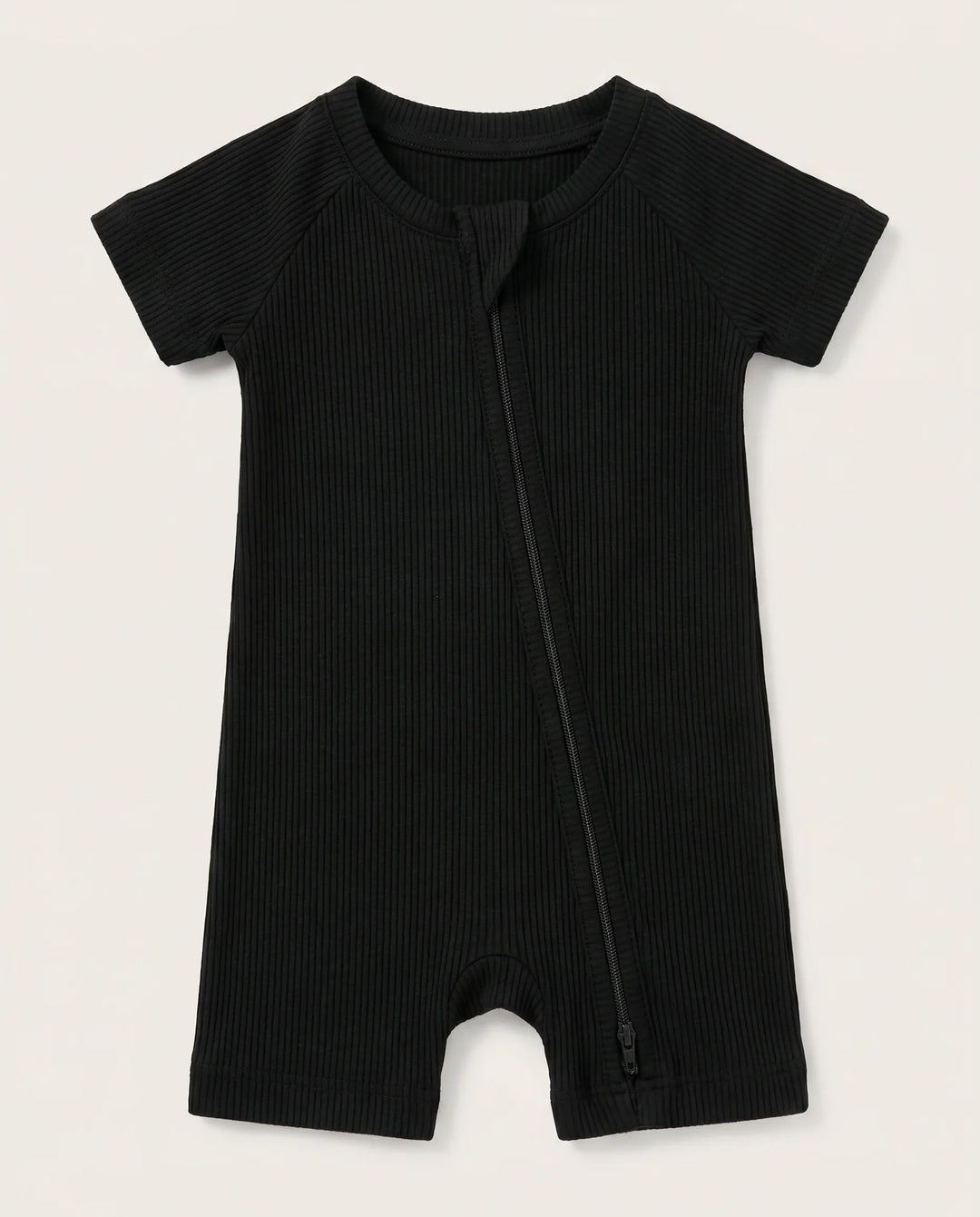 Midnight Ribbed Bamboo Shorty Zippy