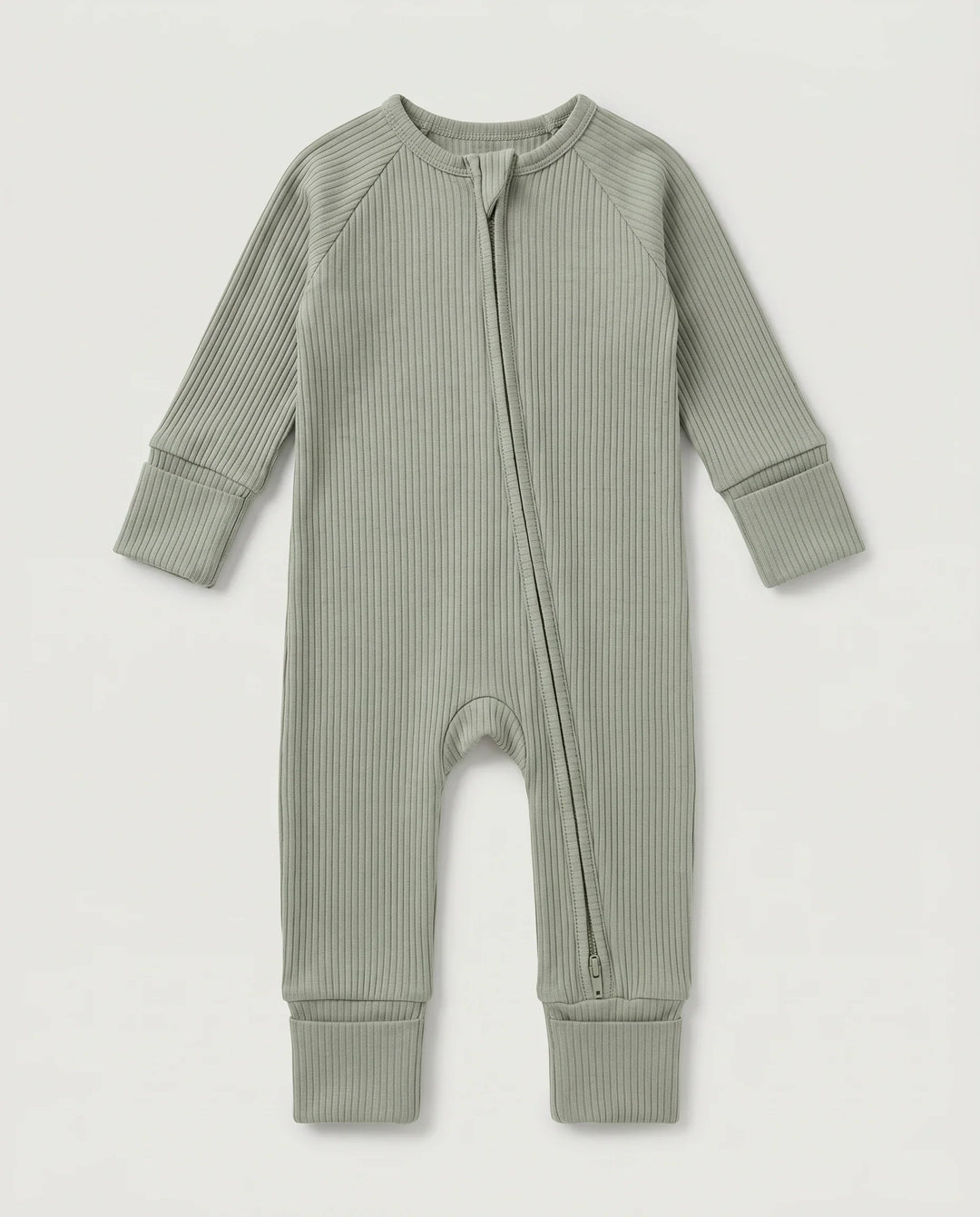 Sweet Sage gerippter Bambus-Overall mit Reißverschluss