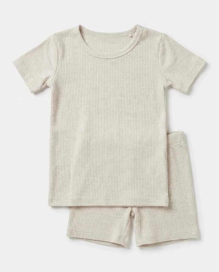Ribbed Bamboo Two Piece Short Sleeve Pajama Set