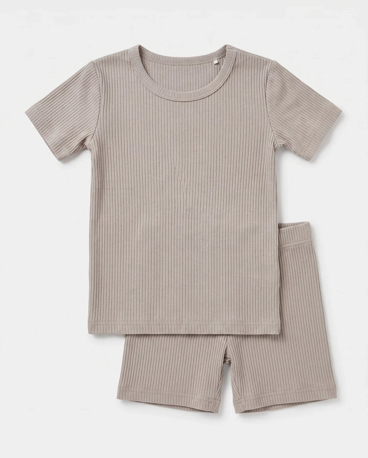 Ribbed Bamboo Two Piece Short Sleeve Pajama Set