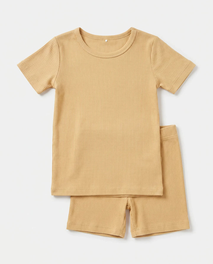 Ribbed Bamboo Two Piece Short Sleeve Pajama Set