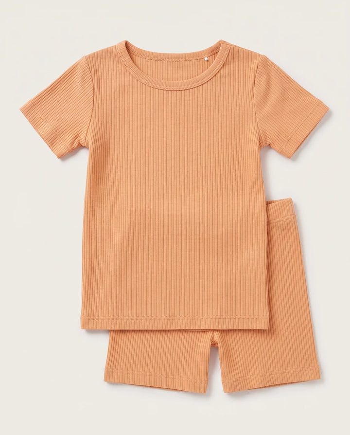 Ribbed Bamboo Two Piece Short Sleeve Pajama Set