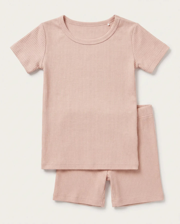 Ribbed Bamboo Two Piece Short Sleeve Pajama Set