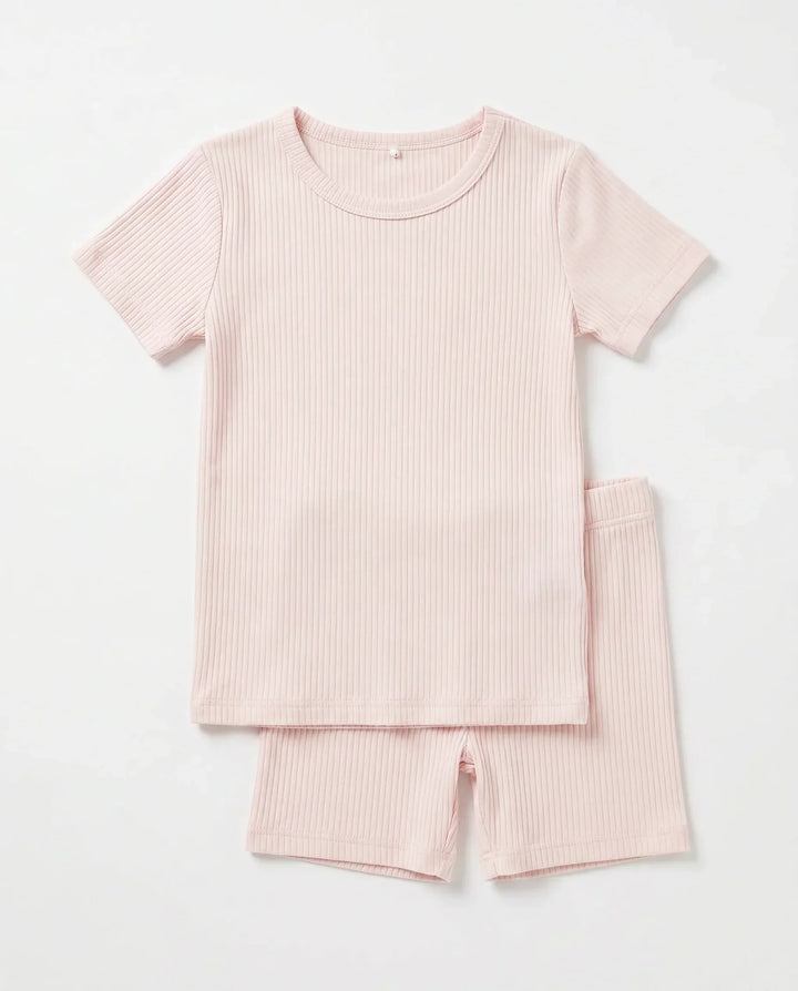 Ribbed Bamboo Two Piece Short Sleeve Pajama Set
