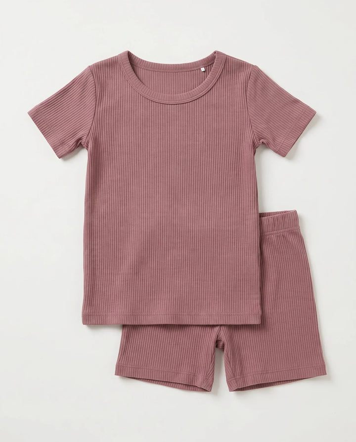 Ribbed Bamboo Two Piece Short Sleeve Pajama Set