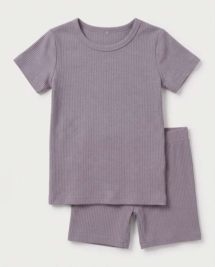Ribbed Bamboo Two Piece Short Sleeve Pajama Set