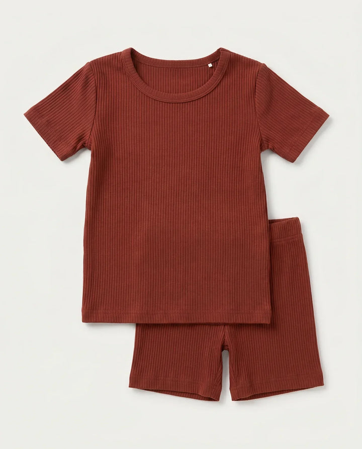Ribbed Bamboo Two Piece Short Sleeve Pajama Set