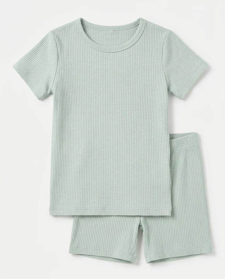 Ribbed Bamboo Two Piece Short Sleeve Pajama Set
