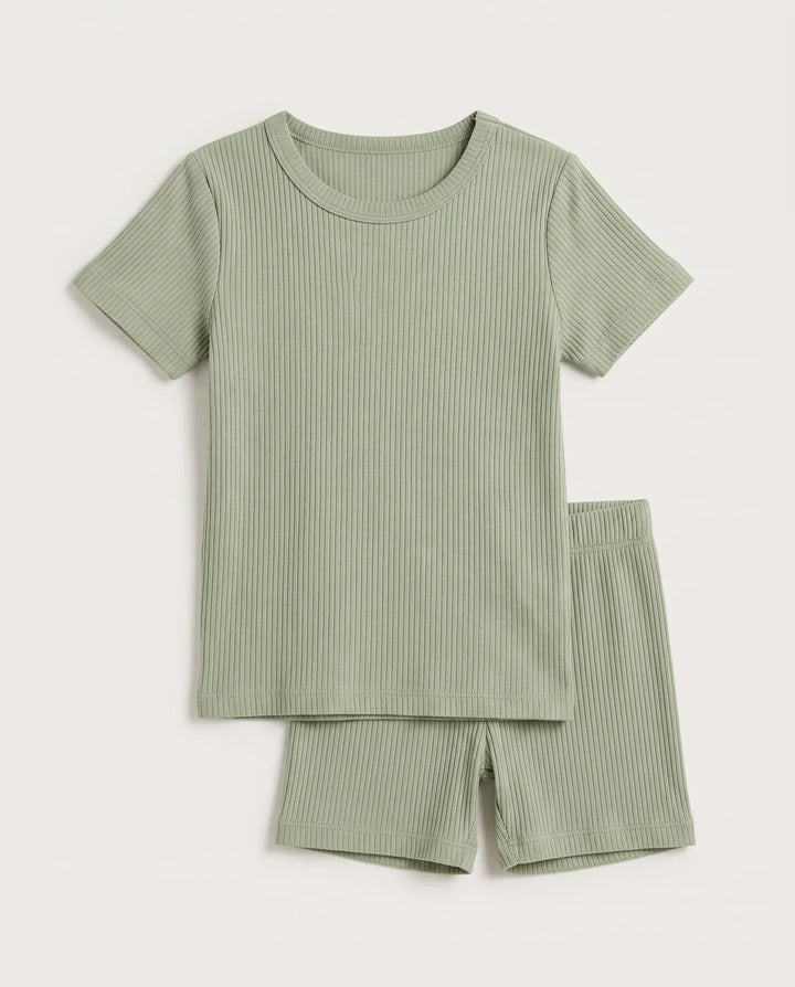 Ribbed Bamboo Two Piece Short Sleeve Pajama Set