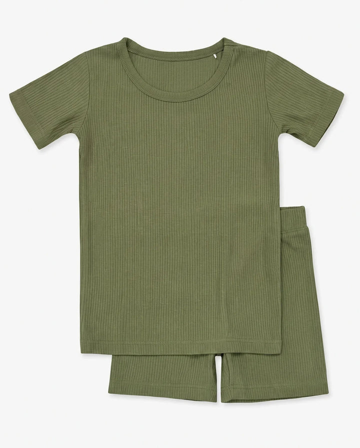 Ribbed Bamboo Two Piece Short Sleeve Pajama Set