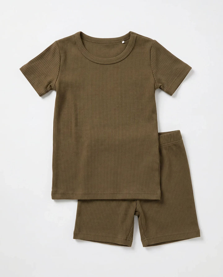 Ribbed Bamboo Two Piece Short Sleeve Pajama Set
