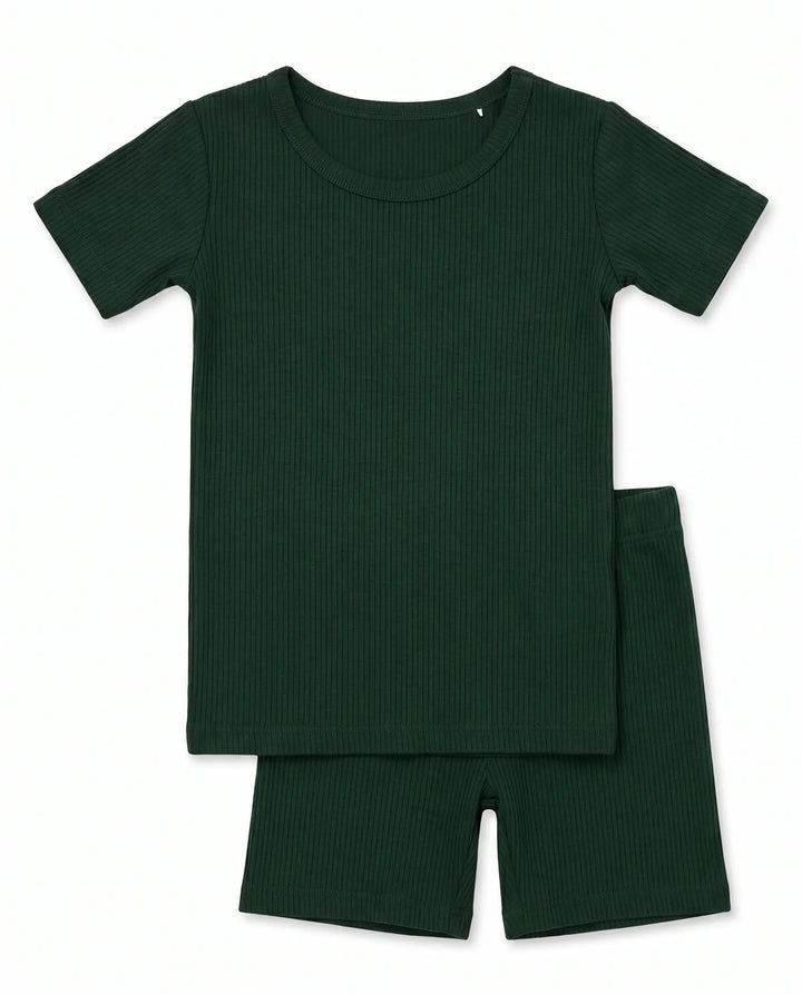 Ribbed Bamboo Two Piece Short Sleeve Pajama Set