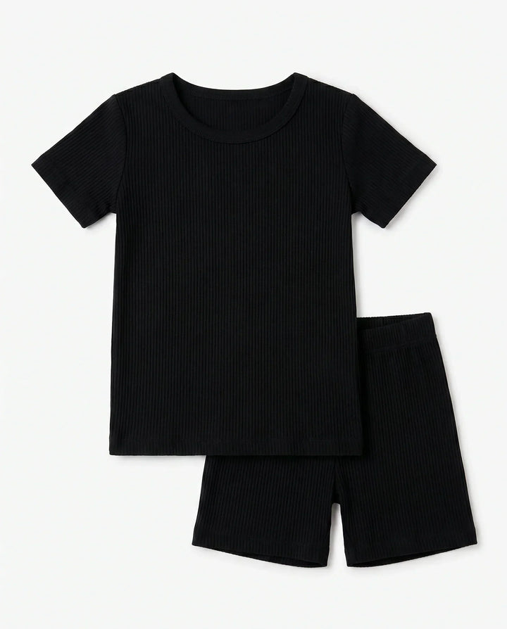 Ribbed Bamboo Two Piece Short Sleeve Pajama Set