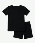 Midnight Ribbed Bamboo Two Piece Short Sleeve Shorts Pajama Set