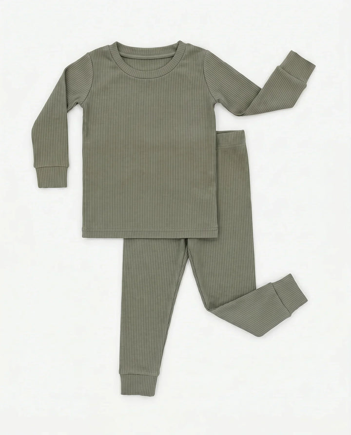 Ribbed Bamboo Two Piece Long Sleeve Pajama Set
