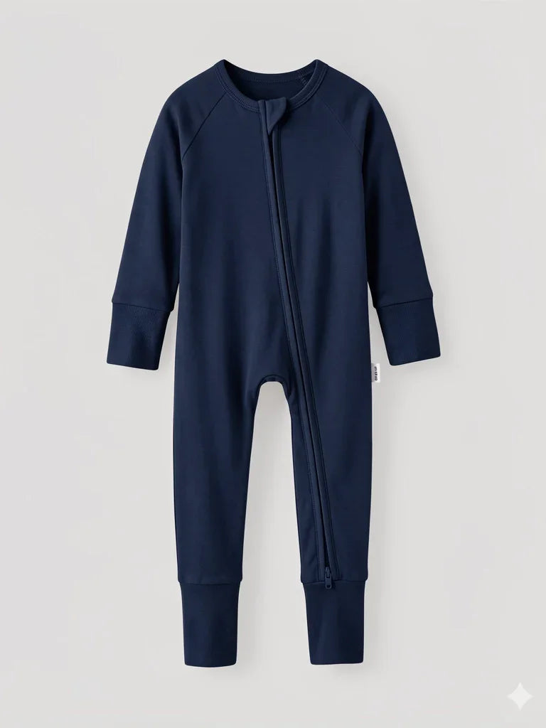 Navy Bamboo Convertible Zippered Romper
