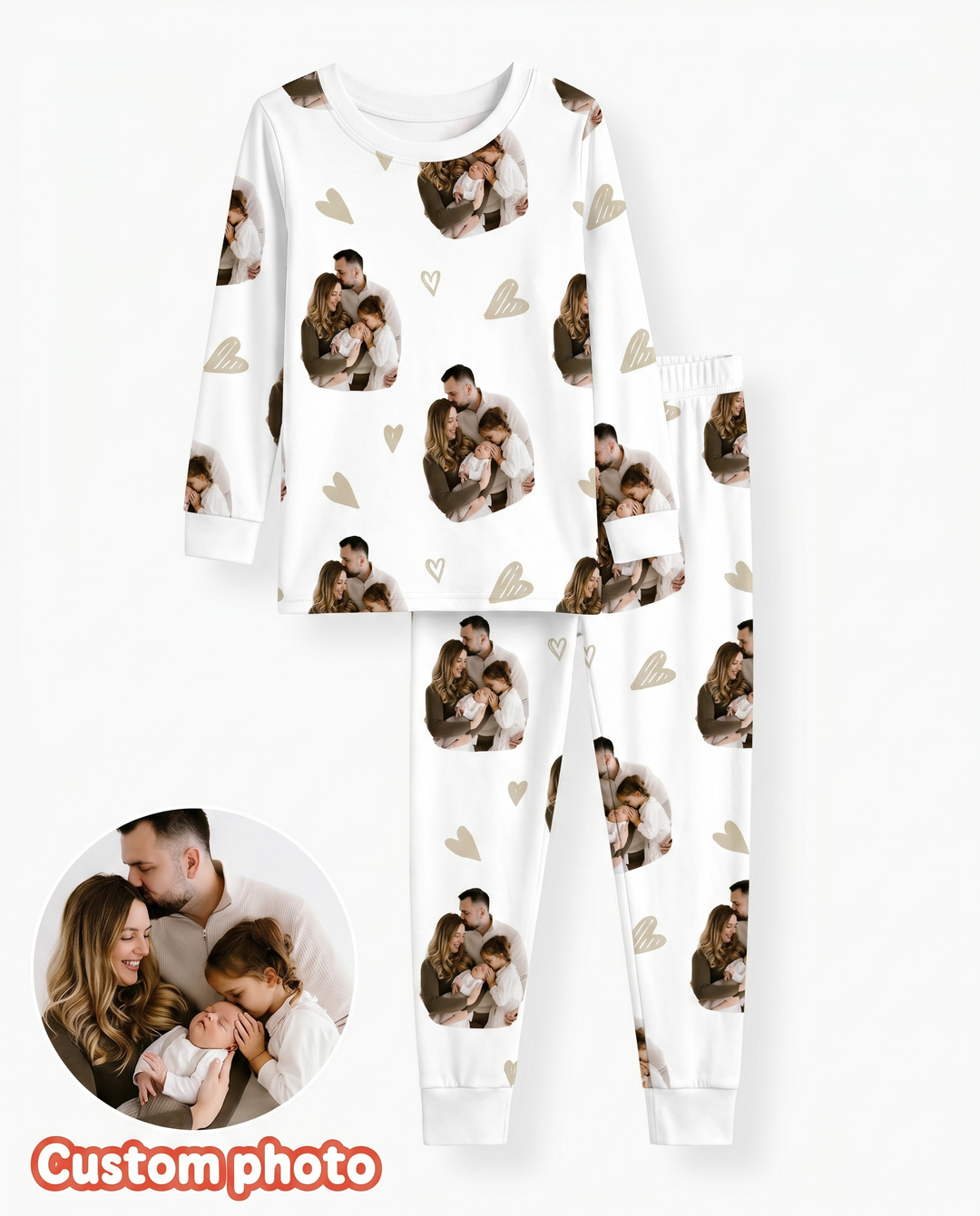 Custom Face All Over Print Baby Bamboo Two Piece Long Sleeve Pajama Set