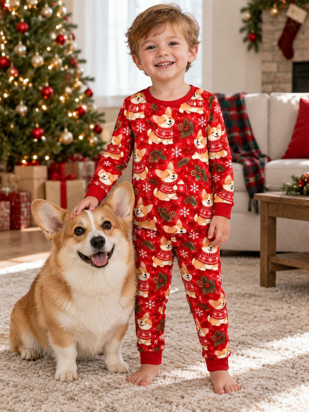 Corgi Christmas Sweater Bamboo Two Piece Long Sleeve Pajama Set