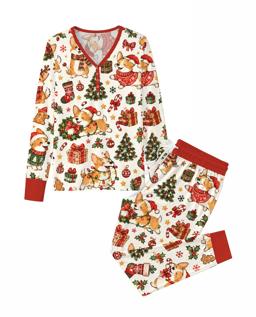 Corgi Christmas Wonderland Bamboo Women Pajama Set