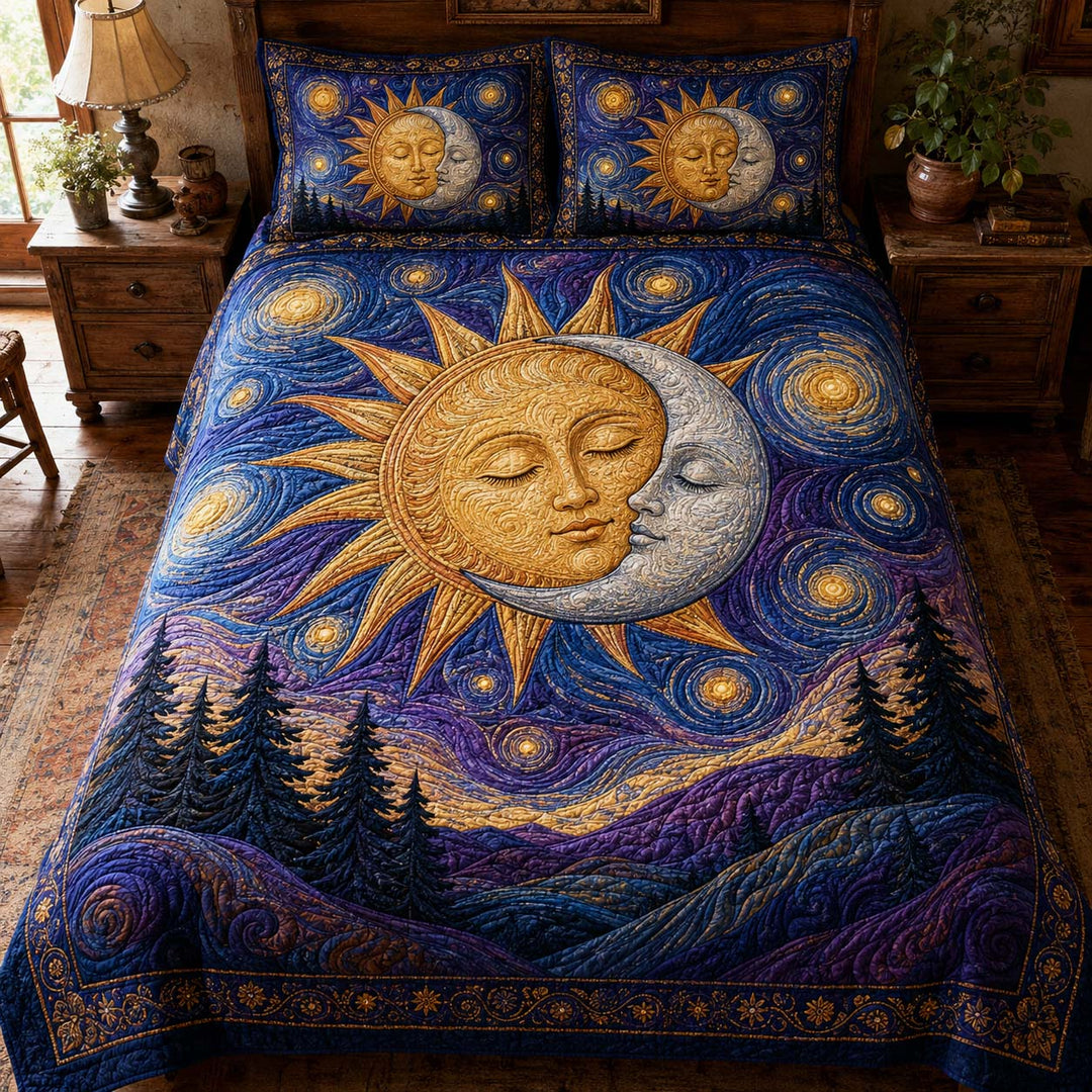 Cosmic Lovers Sky Bamboo Quilt Bedding Set