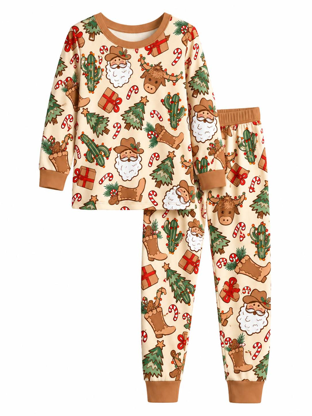 Cowboy Santa Christmas Bamboo Two Piece Long Sleeve Pajama Set