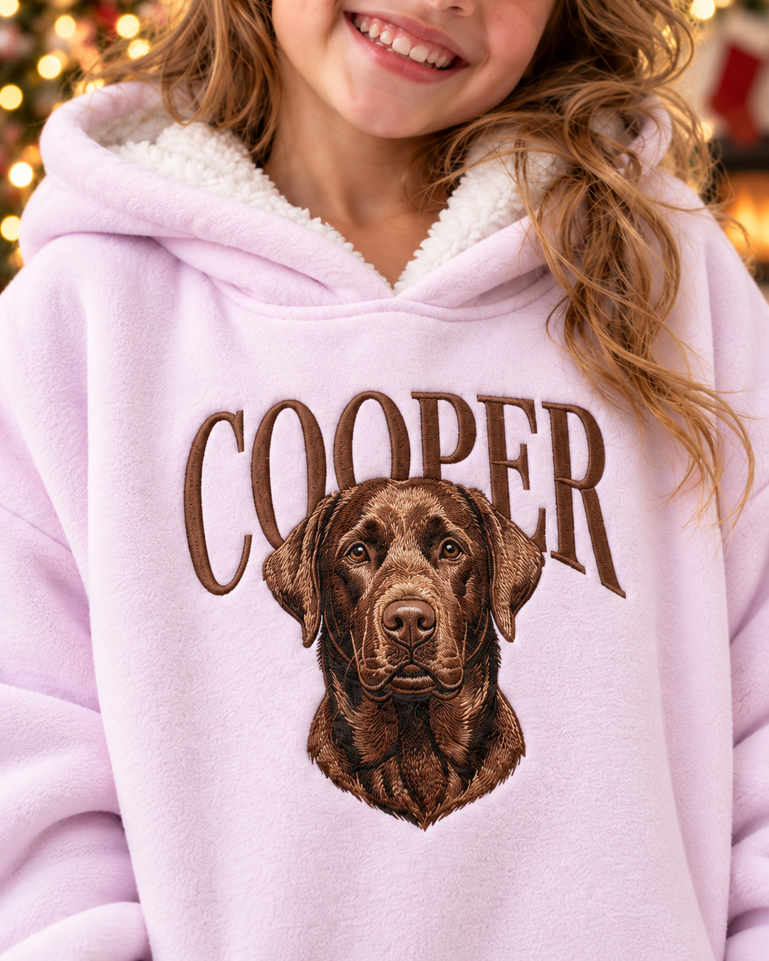 Beloved Pet Portrait Embroidered Custom Bamboo Blanket Hoodie