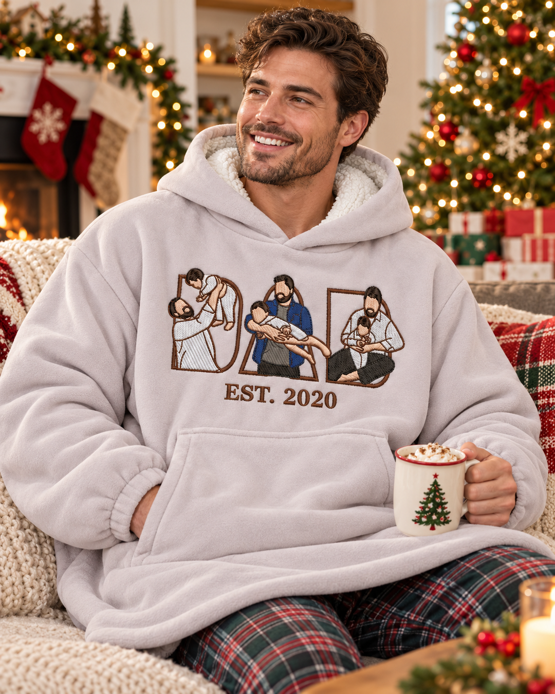 Personalized Dad Embroidered Bamboo Blanket Hoodie