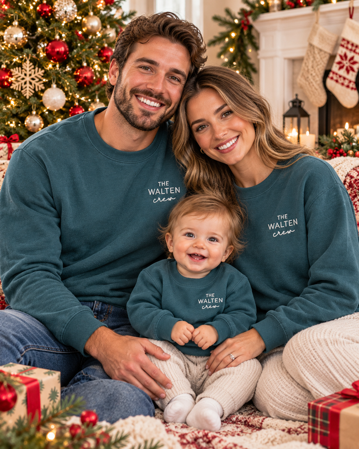 Custom Family Crew Embroidered Bamboo Men Crewneck Sweatshirt
