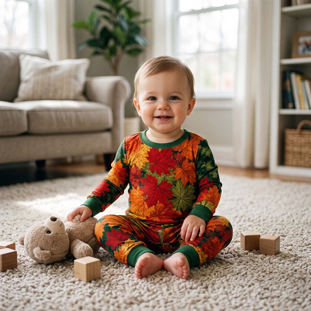 Cozy Fall Vibes Bamboo Two Piece Long Sleeve Pajama Set