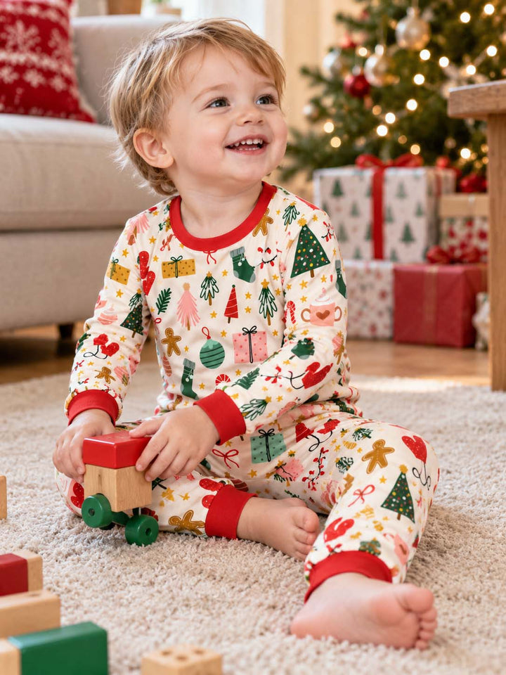 Cozy Scandinavian Christmas Bamboo Two Piece Long Sleeve Pajama Set