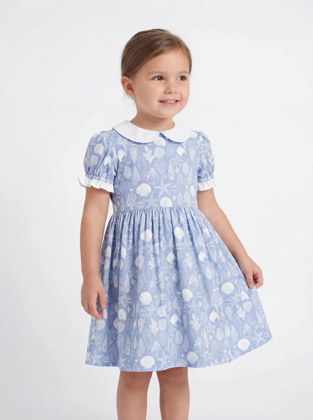 Vestido con cuello Peter Pan de bambú Tesoros costeros