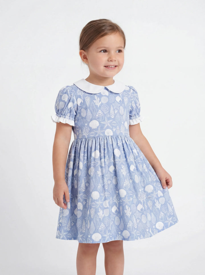 Vestido con cuello Peter Pan de bambú Tesoros costeros