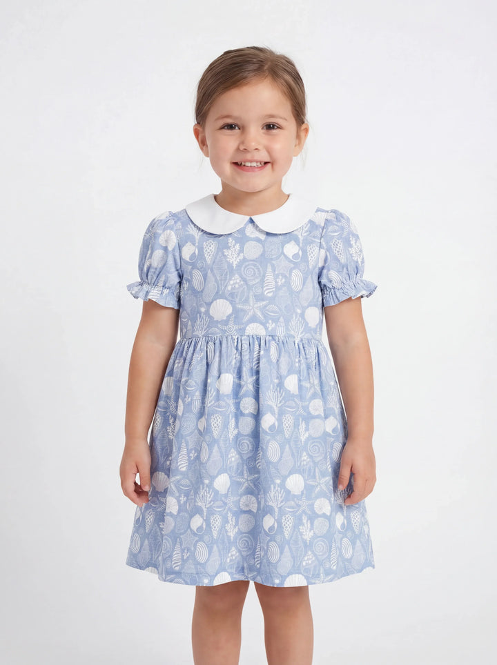 Vestido con cuello Peter Pan de bambú Tesoros costeros