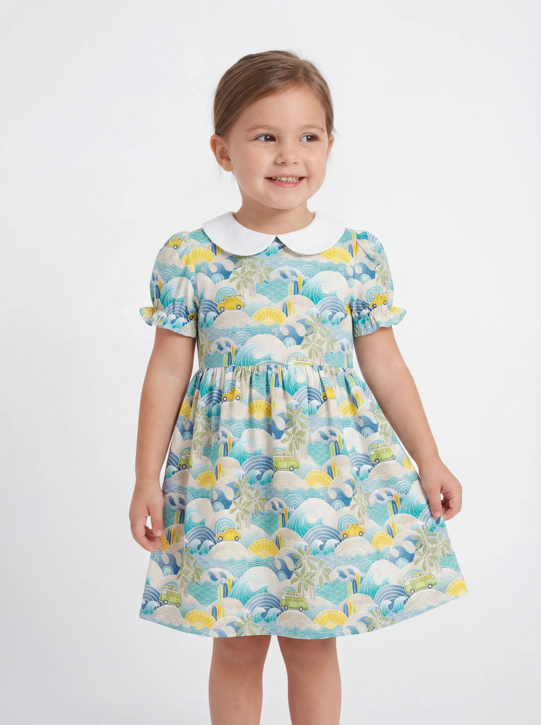 Coastal Road Trip Waves Surf Bamboo Peter Pan Collar Dress