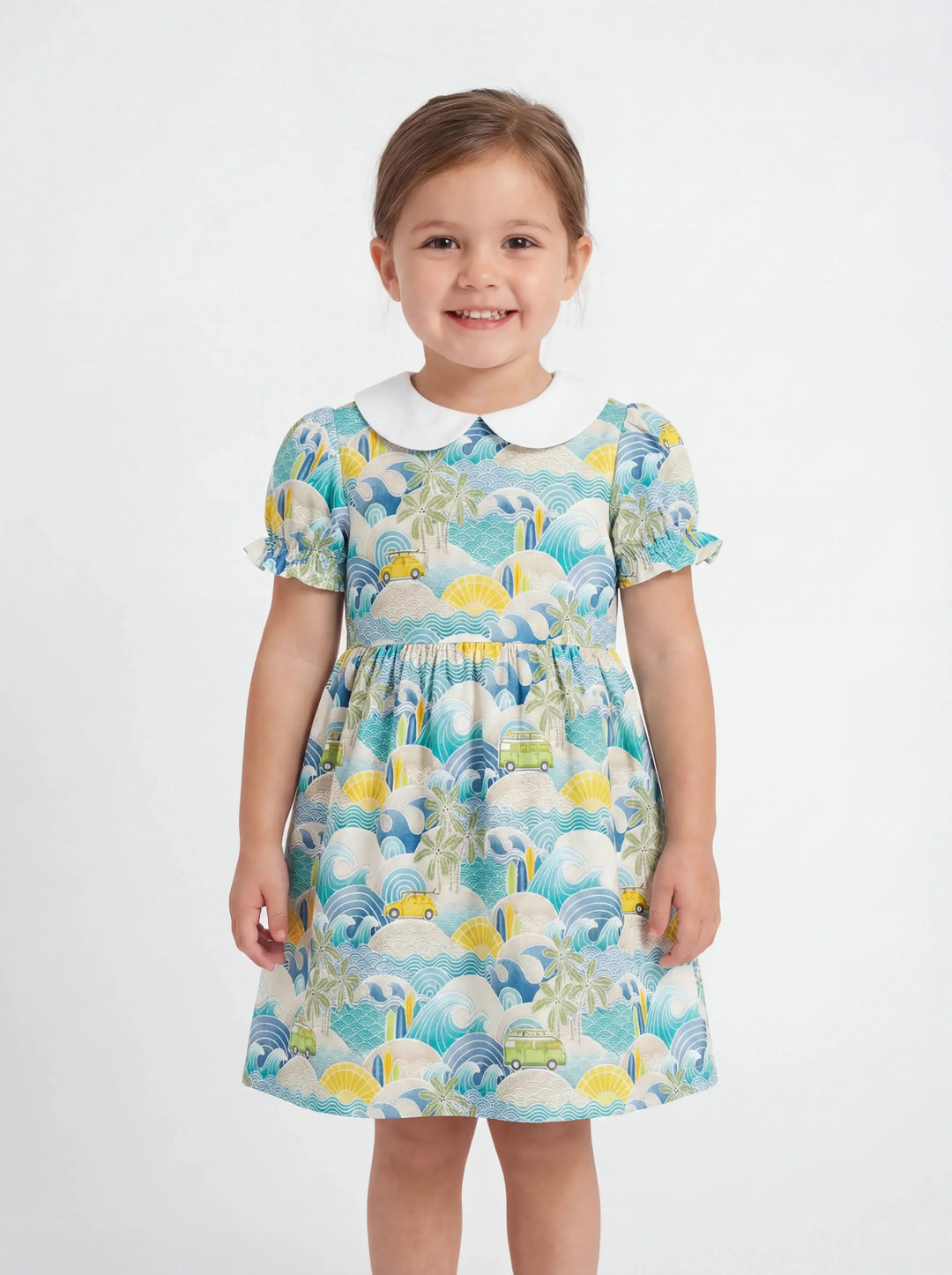 Coastal Road Trip Waves Surf Bamboo Peter Pan Collar Dress