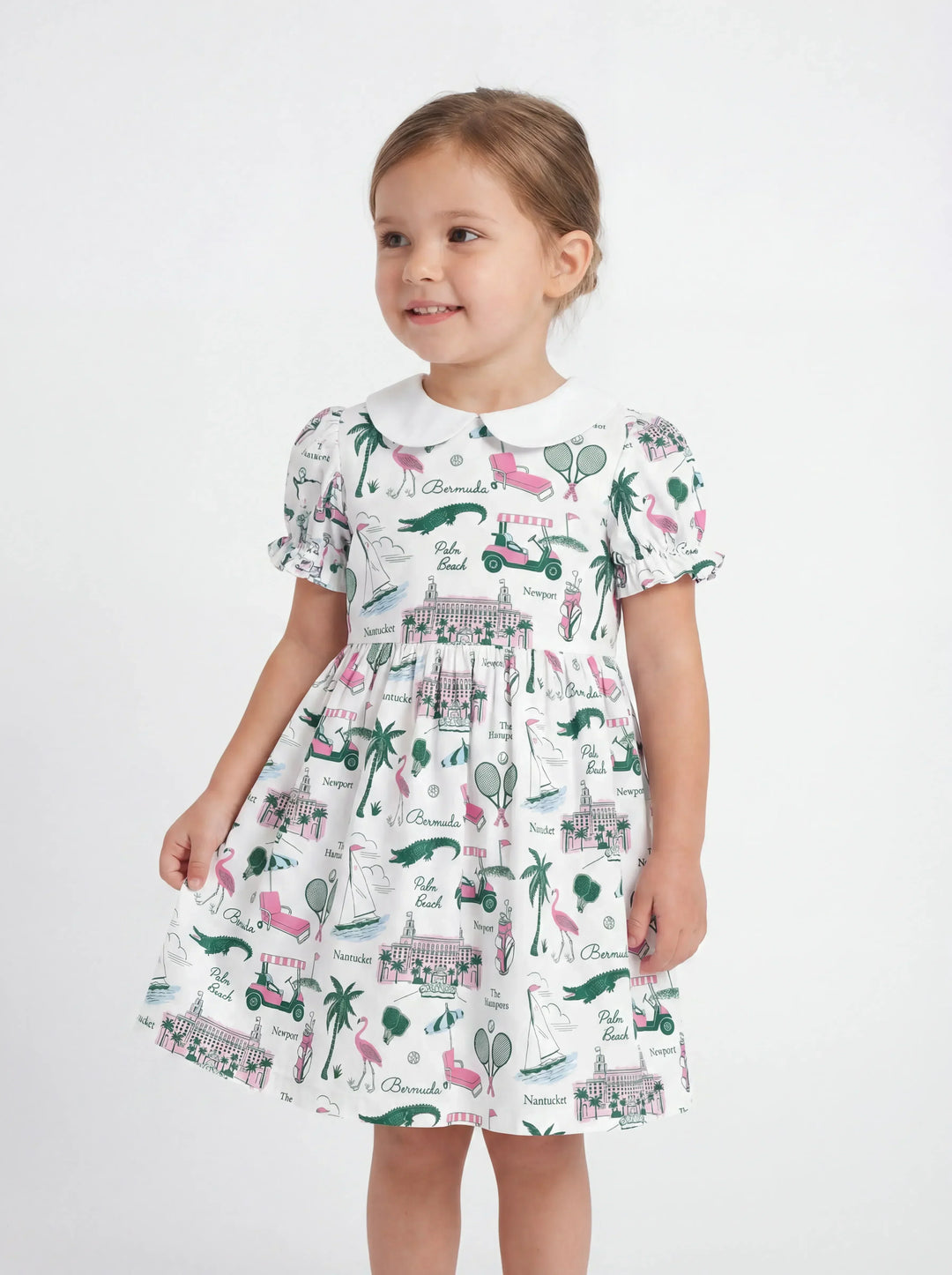 Preppy Palm Getaway Bamboo Peter Pan Collar Dress