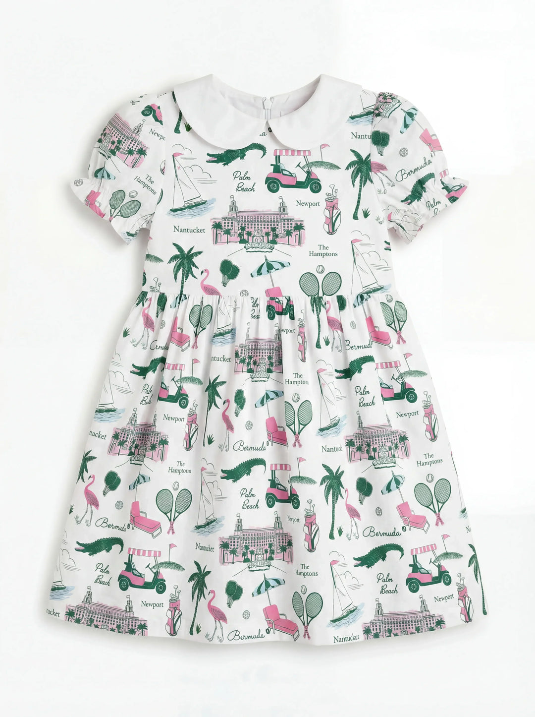 Preppy Palm Getaway Bamboo Peter Pan Collar Dress