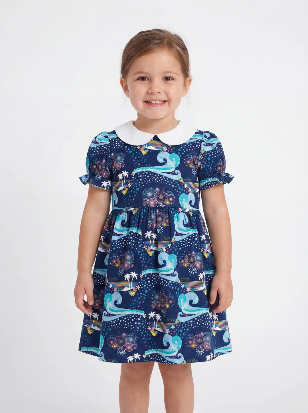 Starlit Surf Celebration Bamboo Peter Pan Collar Dress