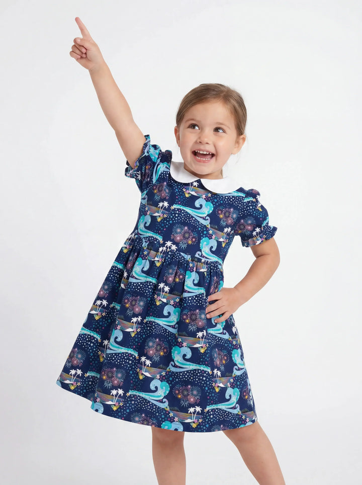 Starlit Surf Celebration Bamboo Peter Pan Collar Dress