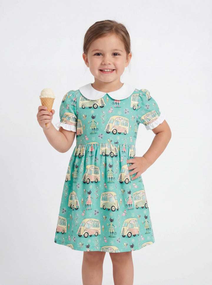 Sweet Scoops & Stripes Bamboo Peter Pan Collar Dress