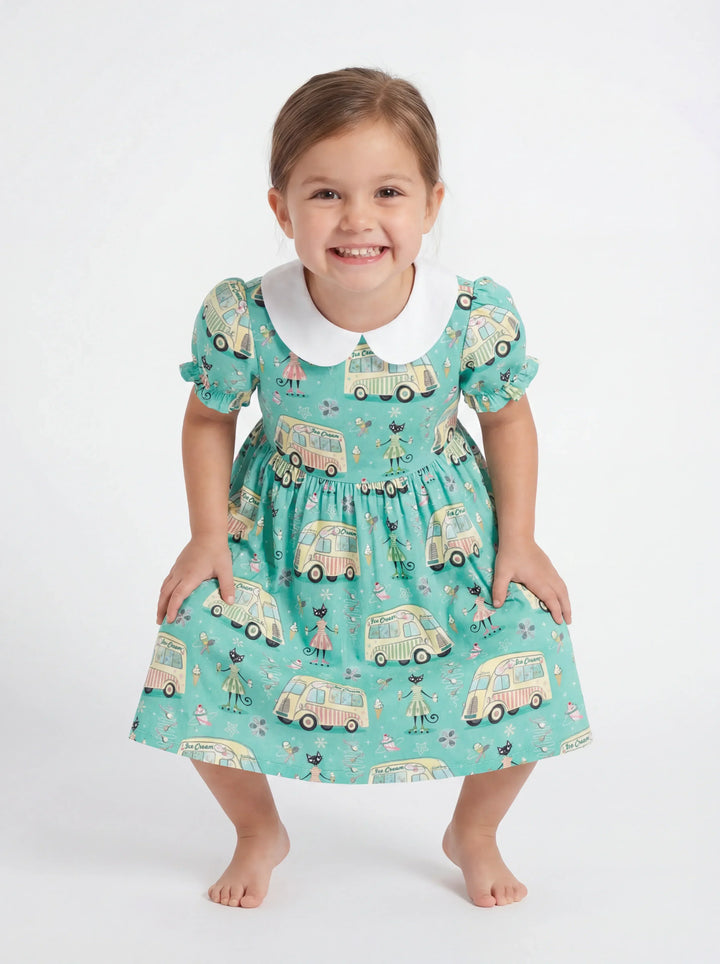 Sweet Scoops & Stripes Bamboo Peter Pan Collar Dress