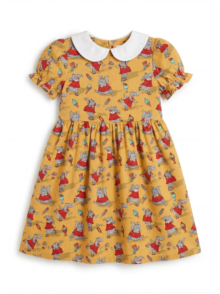 Dancing Hippo Treats Bamboo Peter Pan Collar Dress
