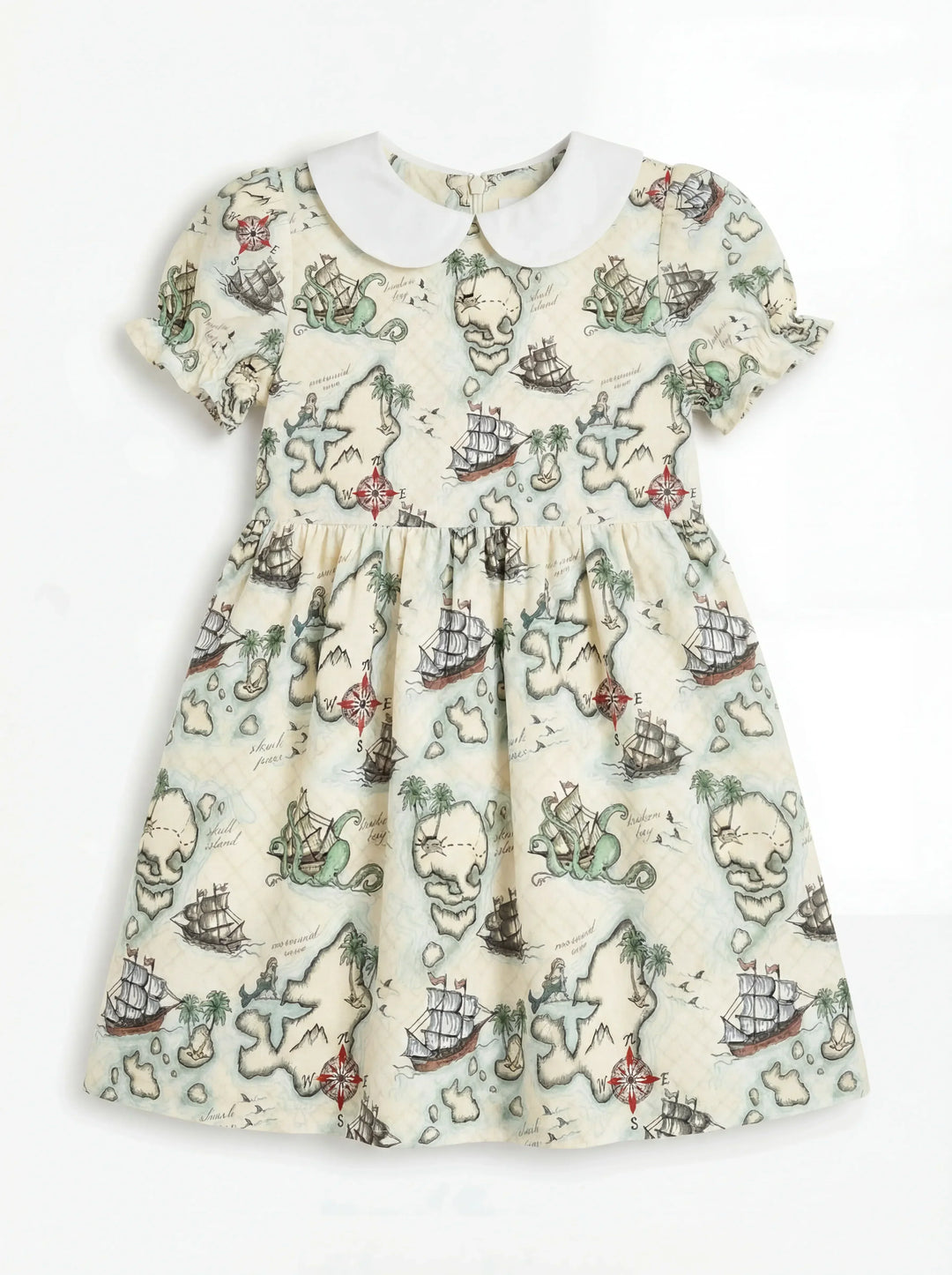 Pirate Treasure Map Quest Bamboo Peter Pan Collar Dress